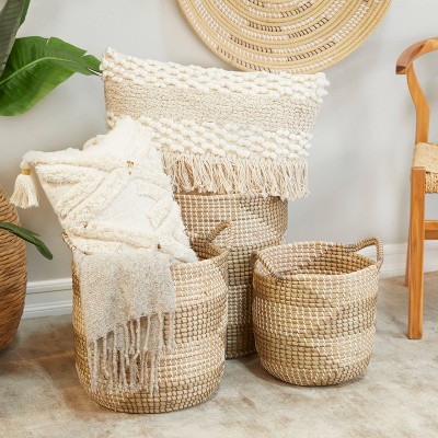 Set of 3 Maine & Crawford Coffs Seagrass Lined Round Baskets - Natural