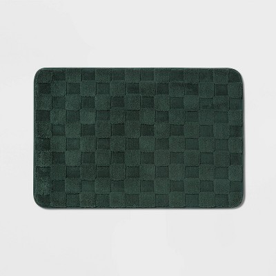 20"x30" Everyday Checked Cushion Bath Rug Dark Green - Room Essentials™