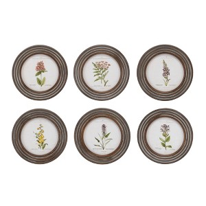 Round Framed Floral Print (Set of 6) - 1 of 4