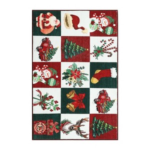 Coolmee Christmas Rugs for Entryway,2x3 Bedroom Bedside Rug Washable Xmas Style Non Slip Holiday Decor Throw Rug Front Door Mat Small - 1 of 4