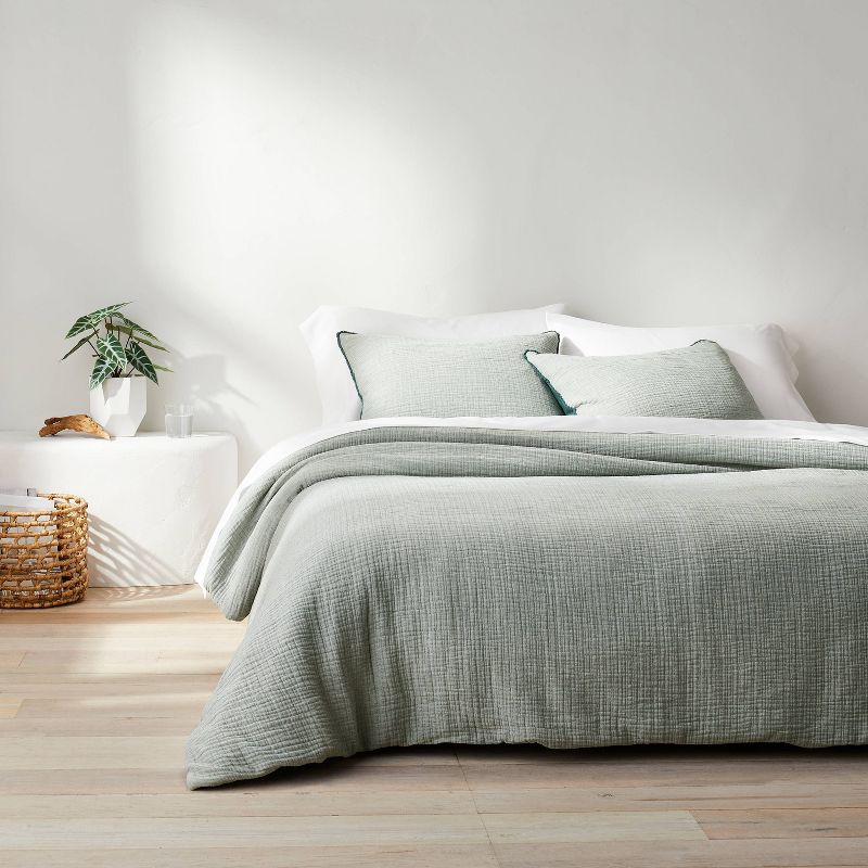 Textured Chambray Cotton Comforter & Sham Set - Casaluna™, 2 of 14