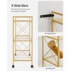 3-Tier Rolling Storage Cart, All-Metal Frame with X-Braced Sides and Wire Mesh Shelves, 31.5" Wide Mobile Organizer with Locking Casters - 3 of 4