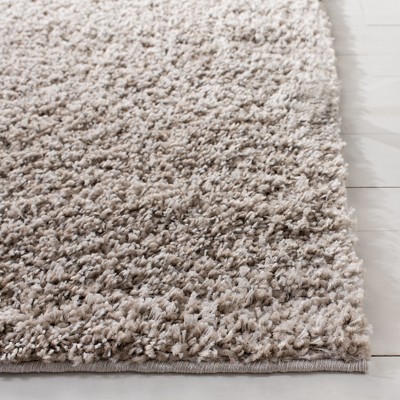 Luxurious Gray Square Shag Area Rug - Easy Care Synthetic