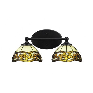 Toltec Lighting Capri 2 - Light Vanity in  Matte Black with 7'' Roman Jewel Art Glass Shade - 1 of 2