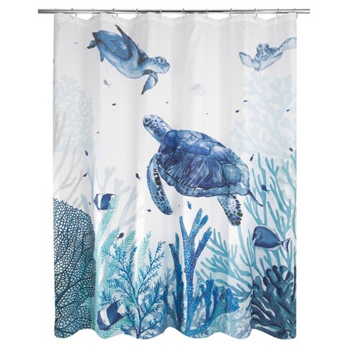 SHUIHAN Ocean Shower Curtain Under The Sea Shower Curtain Blue