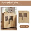 24" Kitchen Island, Retro Kitchen Cart with Spice and Towel Rack, Island Table with Glass Cabinet Door, Wood Composite Board, for Kitchen - 3 of 4