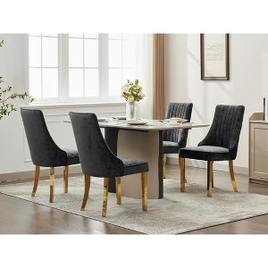 APRILSOUL Rayon Flocking Chenille Dining Chairs, Channel Tufted, Comfy Upholstered, Golden Stainless Steel Legs, Set of 2, Kitchen/Dining Room. - 1 of 4