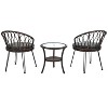 Sapphtopaz Patio Furniture Set Bistro Patio Chairs Rattan Lounge Chairs with Cushions and Glass Table Patio Chairs for Garden, Terrace - 3 of 4