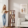 Hrinhom 53.7"H 4 Tier 100% Solid Wood Bookshelf with Wheels, Capable of 360° Rotation - 2 of 4