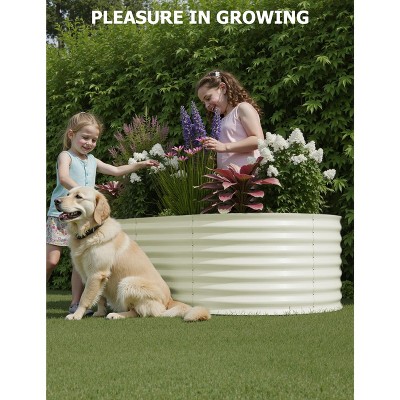 Galvanized Raised Garden Beds Outdoor, Oval Metal Planter Boxes Outdoor, Bottomless Planter Raised Beds for Vegetables Flowers Herbs Fruits