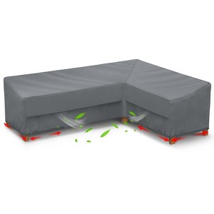 Akefit V-Shaped Patio Sectional Sofa Cover Waterproof Windproof Outdoor Furniture Protector Gray with Vents - 1 of 4