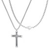 Steeltime 24" Men's stainless steel and inlay wire cable cross pendant - 2 of 4