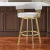 HomeRoots 26" Silver and Gold Fabric and Stainless Steel Low Back Counter Height Swivel Bar Chair - 2 of 4