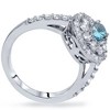 Pompeii3 1 5/8ct Blue Diamond Double Halo Vintage Engagement Ring 14K White Gold - 3 of 4