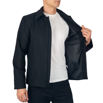 Alpine Swiss Grant Men’s Wool Jacket 28 Inch James Dean Style Bomber with Zippered Pockets Black XL — фото 7