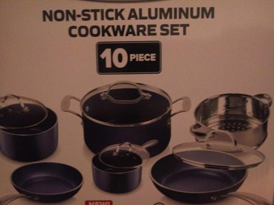 Granitestone Blue 10 Piece Hammered Aluminum Nonstick Cookware Set : Target