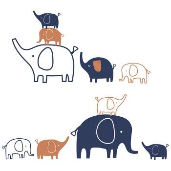 Lambs & Ivy Playful Elephant Blue/White/Caramel Nursery Wall Decals/Stickers