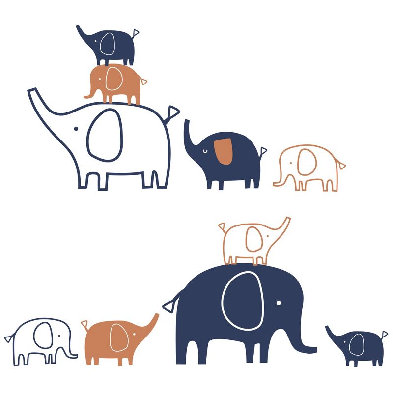 Lambs & Ivy Playful Elephant Blue/White/Caramel Nursery Wall Decals/Stickers, 1 of 5