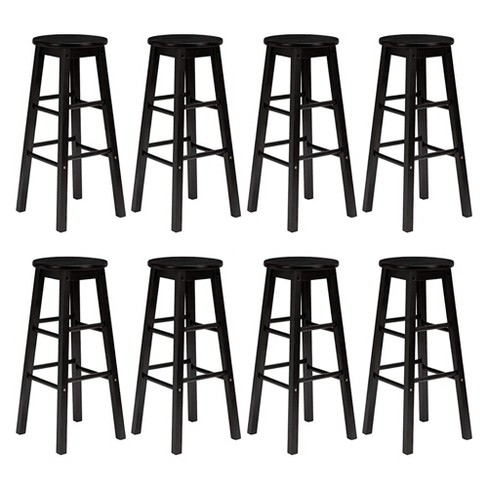 PJ Wood Classic Round-Seat 24" Tall Kitchen Counter Stools for Homes, Dining Spaces, and Bars with Backless Seats, Square Legs, Black (8 Pack) - image 1 of 4