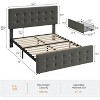 Bed Frame with 4 Storage Drawers & Adjustable Headboard - PU Leather Upholstered Platform Bed, Button Tufted Design - 2 of 4