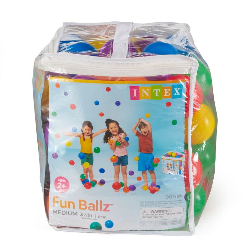 Intex 100-Pack Large Plastic Multi-Colored Fun Ballz For Ball Pits or Splash Pools, Includes Bag for Safety and Storage, 5 of 7