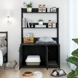 Gulches Large Cat Litter Box Enclosure with Storage Shelf & Scratch Pad - Stylish & Functional - 1 of 4