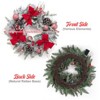 Pre-Lit Artificial Christmas Wreath 24", Snow Flocked Front Door Decorative Xmas Wreath with Warm Lights, Christmas Balls - 2 of 4