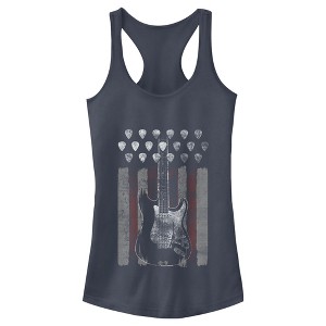 Juniors Womens Lost Gods Rock Guitar American Flag Racerback Tank Top - 1 of 4