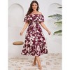 Women Plus Size Off Shoulder Maxi Dress Ruffle Flowy Summer Casual Boho Long Dresses - 2 of 4