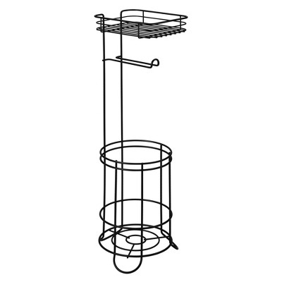 iDesign Toilet Paper Stand with Storage Shelf - Matte Black