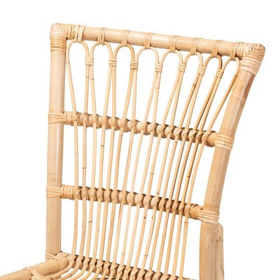 Natural Brown Rattan Cane Low Back Side Chair