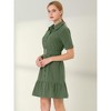Allegra K Women's Belted Ruffled Hem Button-Down Cotton Safari Shirt Dress - 2 of 4