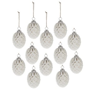 Whisen D3.9X4.3"H Christmas Ball Ornaments, Glass Decorative Hanging Ball Christmas Tree Ornaments, Set of 6 - 1 of 4