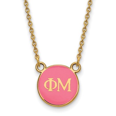 Black Bow Jewelry 14k Yellow Gold Plated Sterling Silver Phi Mu Greek Life Necklace 18 Inch