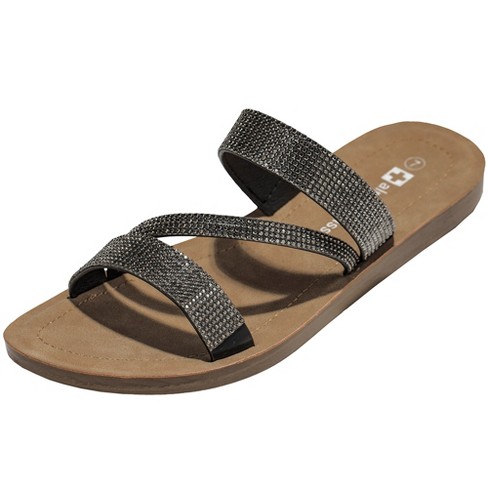 Black flat sandals online target