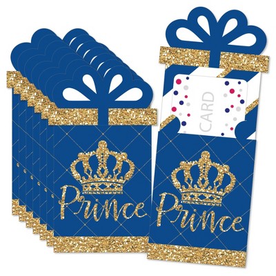 Big Dot of Happiness Royal Prince Charming - Baby Shower or Birthday Party Money and Gift Card Sleeves - Nifty Gifty Card Holders - Set of 8