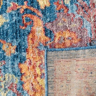 Vintage Blue Synthetic 9' x 12' Hand-Knotted Area Rug
