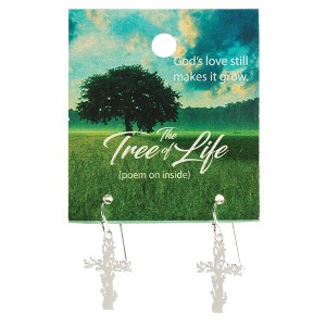 Dicksons 35-8382 Tree of Life Cross 1/2 inch Silver Plated Metal Women's Hook Endearrings on Presentation Card - 1 of 2