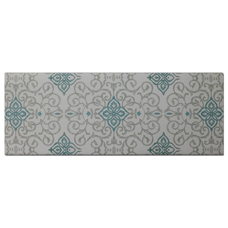 20&#34;x55&#34; Oversized Cushioned Anti-Fatigue Kitchen Runner Mat Rustic Medallion Cream - J&#38;V Textiles, 1 of 7