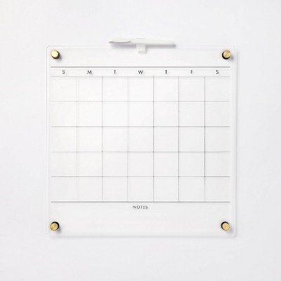 16"x16" This Month Acrylic Dry Erase Calendar Clear - Threshold™: Wall & Fridge Glass Whiteboard, 2 Pack