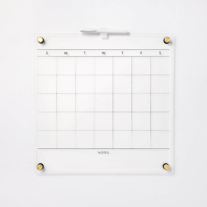 16&#34;x16&#34; This Month Acrylic Dry Erase Calendar Clear - Threshold&#8482;, 1 of 5