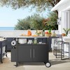 LOVMOR Outdoor Grill Cart with Storage,Patio Kitchen Island with WheelsHooks and Spice Rack,Waterproof Outdoor Grill Table,Movable BBQ Serving Cart - 2 of 4