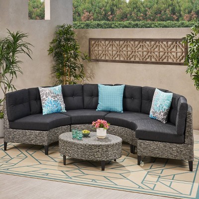 Navagio 5pc Wicker Sofa Set Gray/Dark Gray - Christopher Knight Home