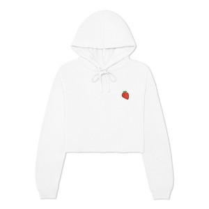 Dalix Strawberry Embroidered Fleece Cropped Hoodie Cold Fall Winter Women - 1 of 4