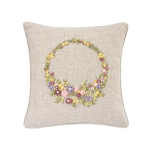 C&F Home 16" x 16" Spring Wreath Throw Pillow - 1 of 4