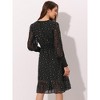 Allegra K Women's Metallic Star Split Neck Button-Up Smocked Chiffon Dresses - 3 of 4