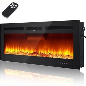 Wall Mounted  Electric Fireplace, Heater with Remote & Touch Screen, Multicolor Flame, Timer, Thermostat 1500W - 1 of 4