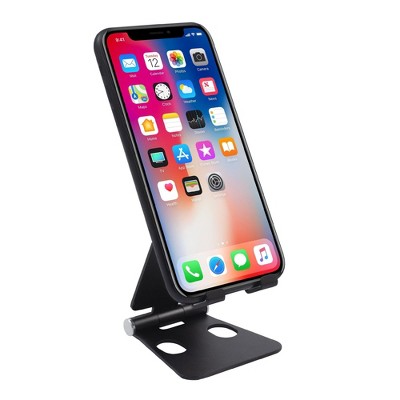 Insten Cell Phone Stand for Desk - Ergonomic Mount & Holder Compatible with Smartphones, iPhone, iPad, Tablet, Nintendo Switch, Black