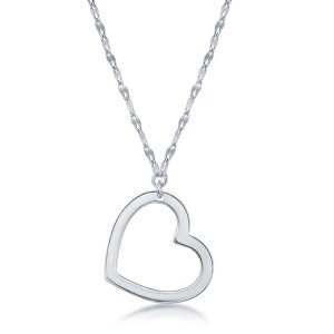 Bella Silver Sterling Silver Open Heart Necklace - Silver - 16+2 Inch - 1 of 2