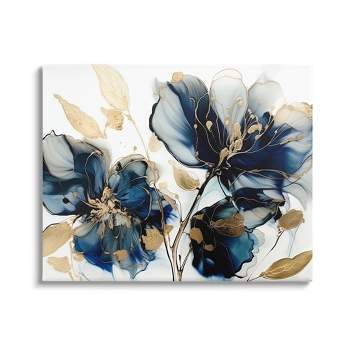 Stupell Industries Blue Modern Flowers Canvas Wall Art